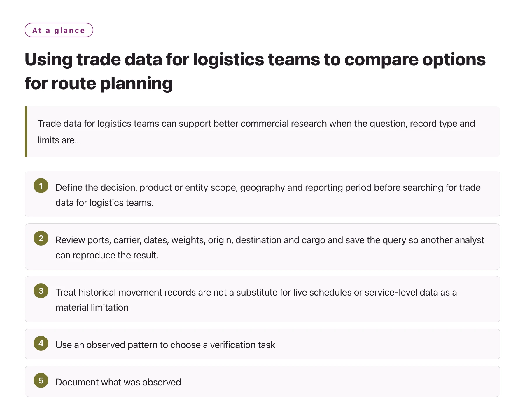 Using trade data for logistics teams to compare options for route planning——全文要点速览