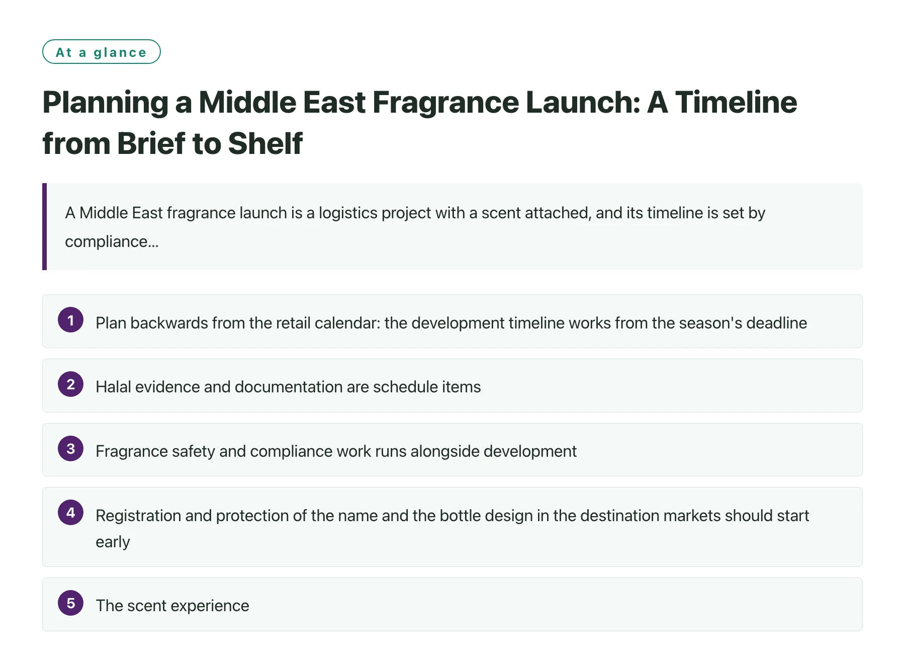 Planning a Middle East Fragrance Launch: A Timeline from Brief to Shelf——全文要点速览
